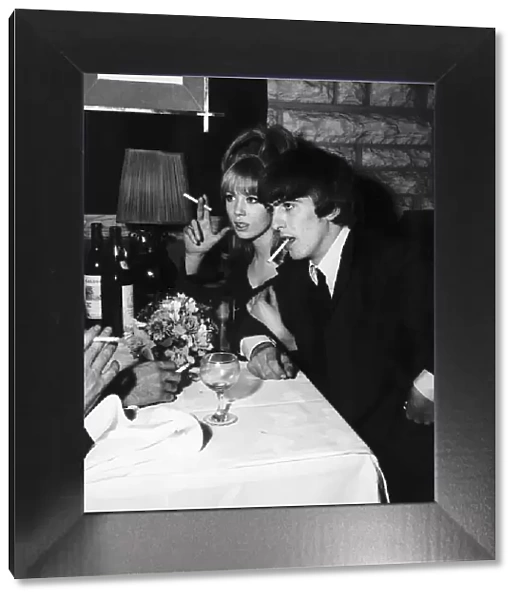 Beatles guitarist George Harrison with his model girlfriend model Patti Boyd circa 1965