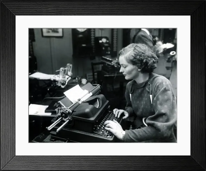 Framed Print : Female office worker, September 1936 Framed Print : Female office worker, September 1936
