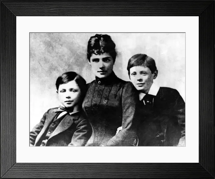 Framed Print : Winston Churchill Prime Minister pictured with his mother Jennie
