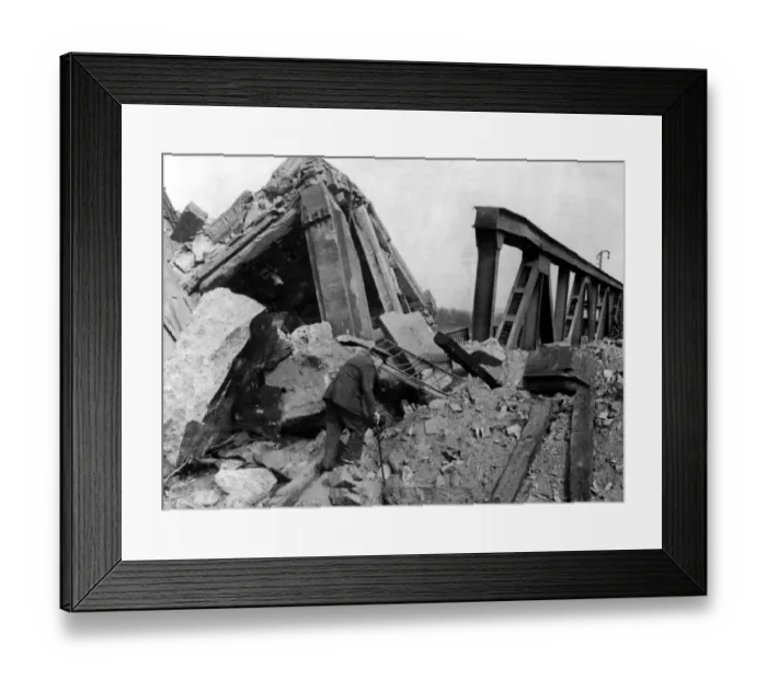 Framed Print : Winston Churchill inspecting damage in France, 1944