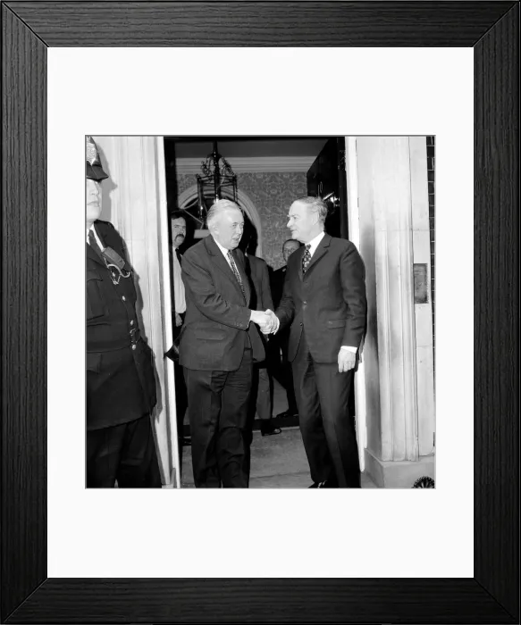 Framed Print : Mr. Harold Wilson saying goodbye to the Irish Prime Minister Liam Cosgrave on the steps