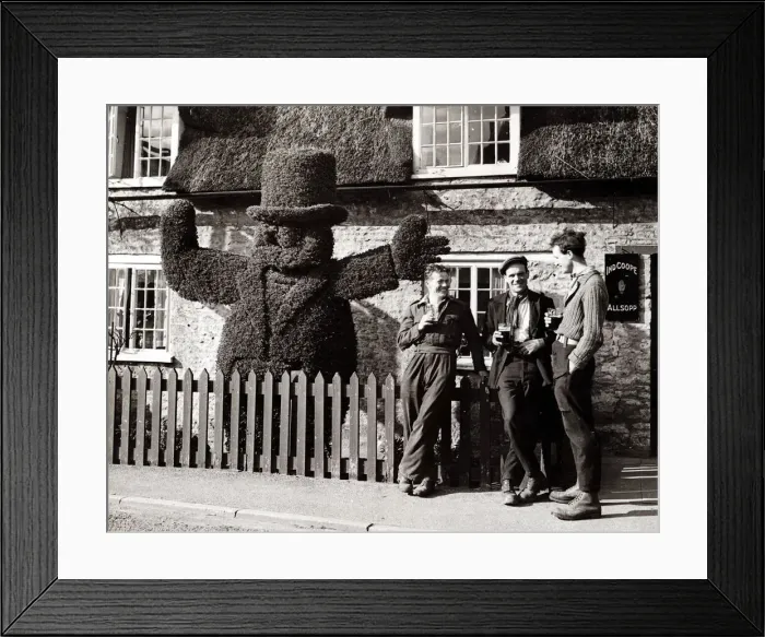 Framed Print : The Green Man Public House Pub in Marholm Northampton, March 1949 A figure of a man Framed Print : The Green Man Public House Pub in Marholm Northampton, March 1949 A figure of a man