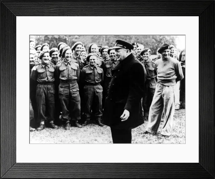 Framed Print : Sir Winston Churchill - 1944, the British Prime Minister with General Monty talking to Framed Print : Sir Winston Churchill - 1944, the British Prime Minister with General Monty talking to