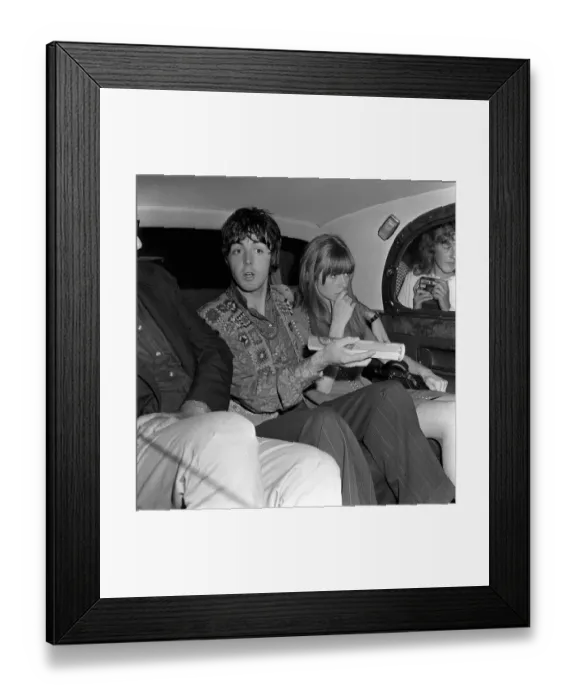 Framed Print : Paul McCartney and girlfriend Jane Asher leave Bangor University on Sunday 27 August 1967
