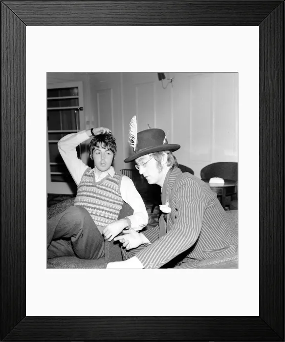 Framed Print : Paul McCartney and John Lennon during the making of Beatles film Framed Print : Paul McCartney and John Lennon during the making of Beatles film