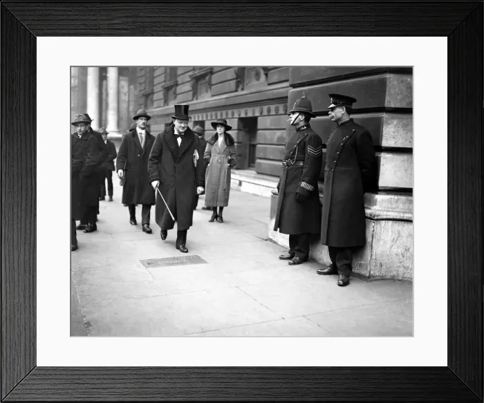 Framed Print : Winston Churchill arriving at Allied Conference, Downing Street, February 1921 Framed Print : Winston Churchill arriving at Allied Conference, Downing Street, February 1921