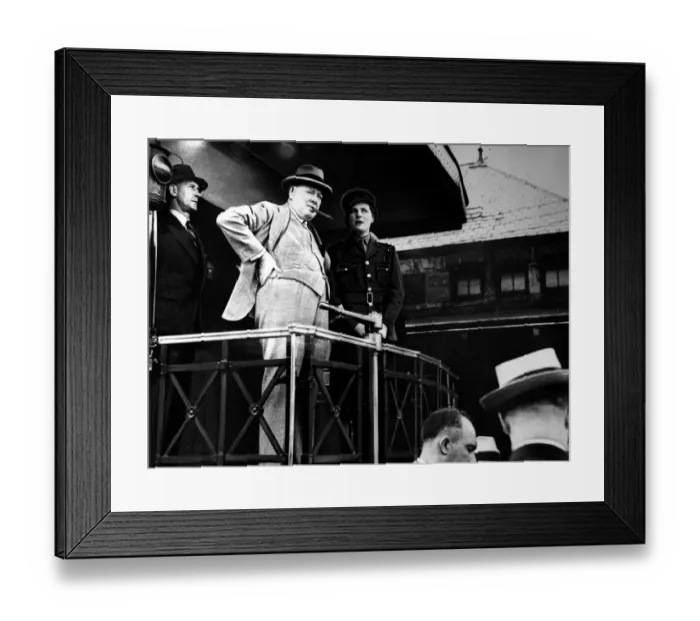 Framed Print : Sir Winston Churchill seen here aborad a railway carriage near Niagara Falls Canada Framed Print : Sir Winston Churchill seen here aborad a railway carriage near Niagara Falls Canada