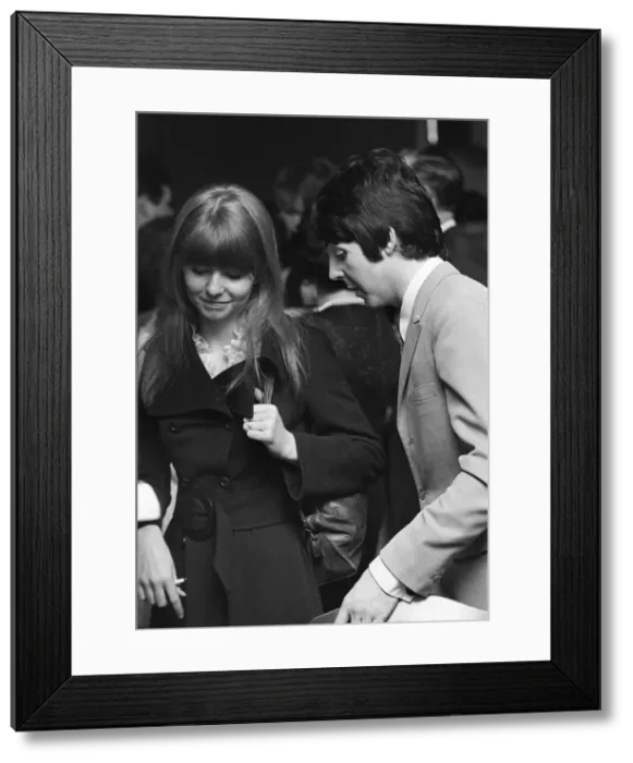 Framed Print : Paul McCartney amd his girlfriend Jane Asher at a launch party to celebrate the the Apple