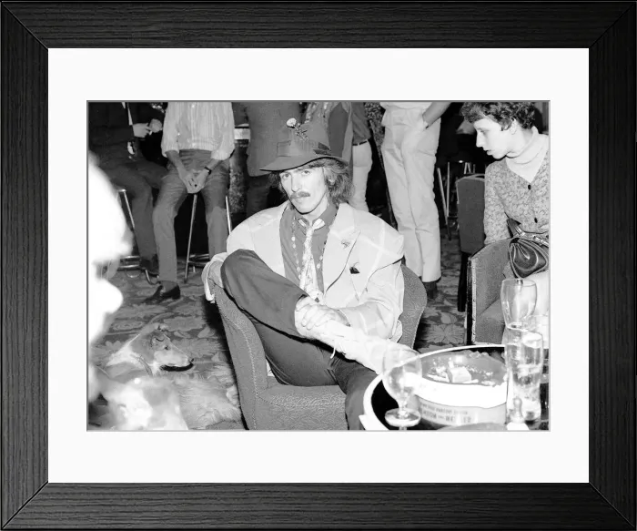 Framed Print : George Harrison in Newquay after filming Magical mystery tour film rests in bar Framed Print : George Harrison in Newquay after filming Magical mystery tour film rests in bar