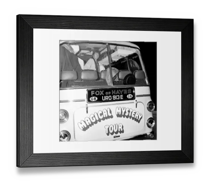 Framed Print : Beatles files 1967 John Lennon aboard the Magical mystery tour bus September 1967