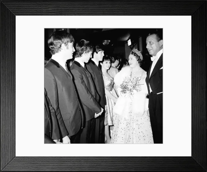Framed Print : Queen Mother meets The Beatles at Royal Variety Performance at The Prince of Wales Framed Print : Queen Mother meets The Beatles at Royal Variety Performance at The Prince of Wales