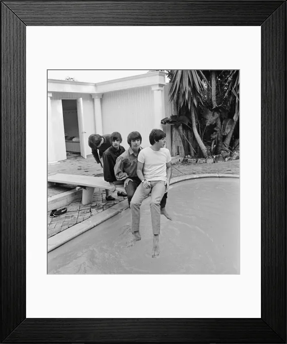 Framed Print : The Beatles poolside in Bel Air in California during their tour of the USA, August 1964
