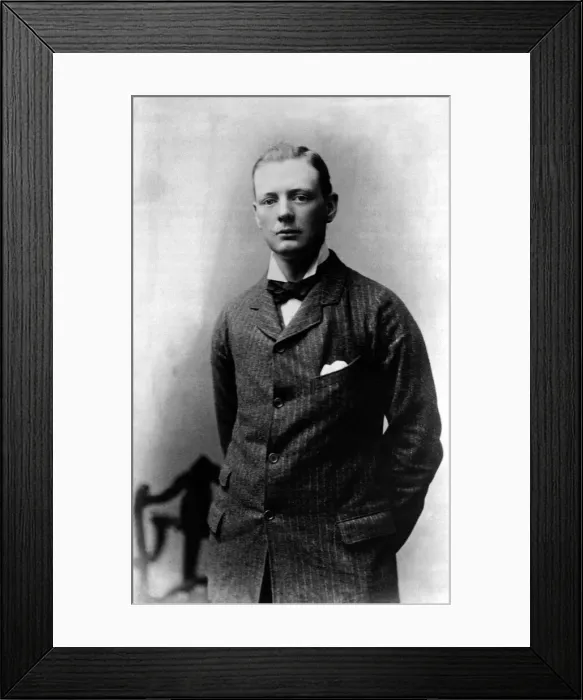 Framed Print : Studio portrait of Winston Churchill, the ambitious young politician and author Framed Print : Studio portrait of Winston Churchill, the ambitious young politician and author