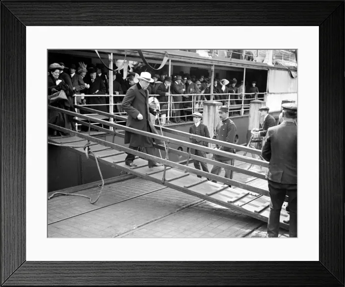 Framed Print : Winston Churchill disembarking at Calais, May 1912 Framed Print : Winston Churchill disembarking at Calais, May 1912