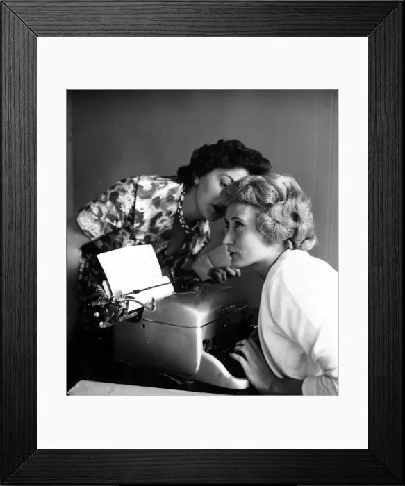 Framed Print : Wicked whispers September 1960 Girls gossiping in the office