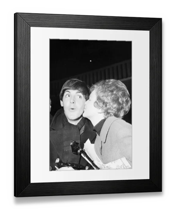 Framed Print : Paul McCartney gets a kiss from a fan at the Ritz Cinema Belfast 8 November 1963