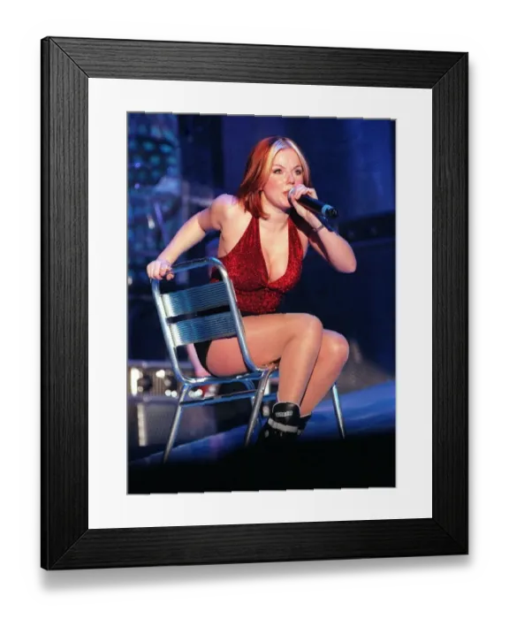 Framed Print : Pop singer Geri Halliwell of The Spice Girls in concert at Glasgow SECC April 1998