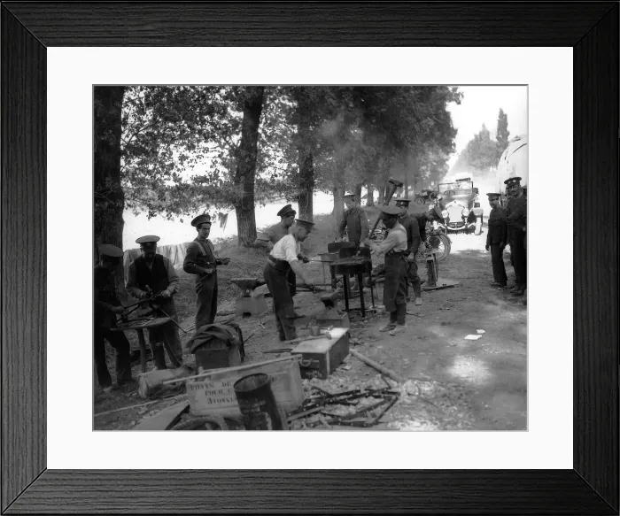 Framed Print : World War One Army Service Corps working in France. Working with Forge. 1914 Framed Print : World War One Army Service Corps working in France. Working with Forge. 1914