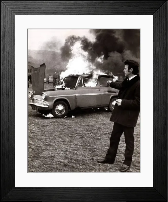 Framed Print : Ford - Motor Cars George Terrace sets fire to his car to draw attention to shoddy Framed Print : Ford - Motor Cars George Terrace sets fire to his car to draw attention to shoddy