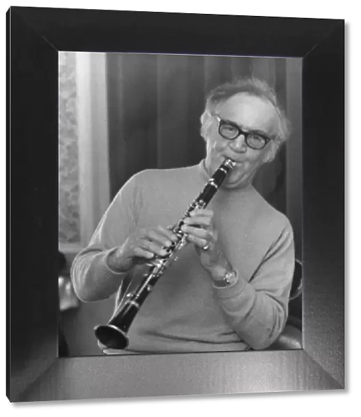 American clarinetist Benny Goodman seen here rehearsing for a Albert Hall concert at