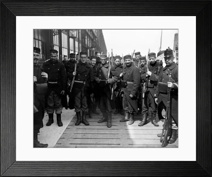 Framed Print : Members of the French Foreign Legion at Ostend in Belgium following the outbreak of