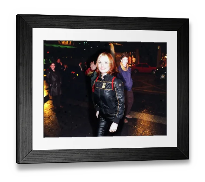 Framed Print : Pop singer Geri Halliwell of The Spice Girls going to the Apartment nightclub in Glasgow