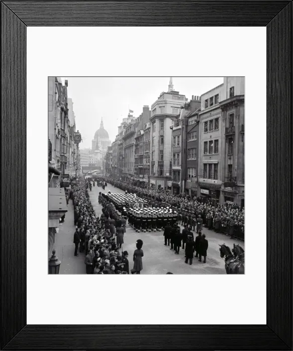 Framed Print : Winston Churchill State Funeral 1965 Cortege Procession moves from Framed Print : Winston Churchill State Funeral 1965 Cortege Procession moves from