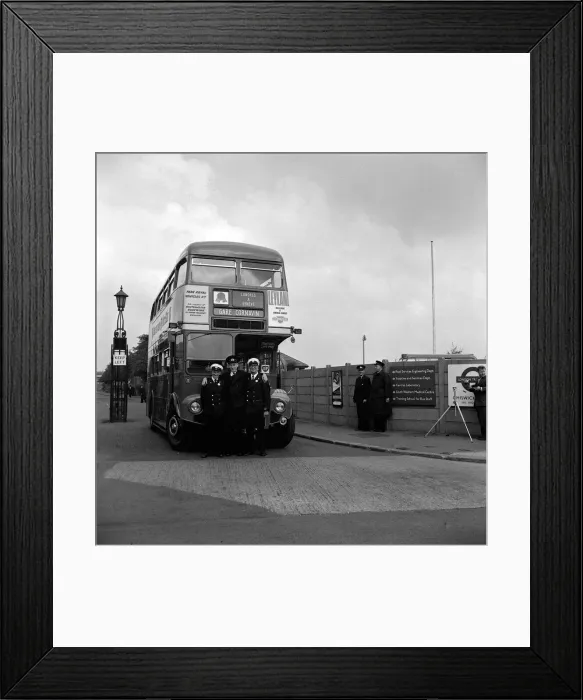 Framed Print : London Transport Double Decker bus and crew seen here at the Chiswick bus garage Framed Print : London Transport Double Decker bus and crew seen here at the Chiswick bus garage