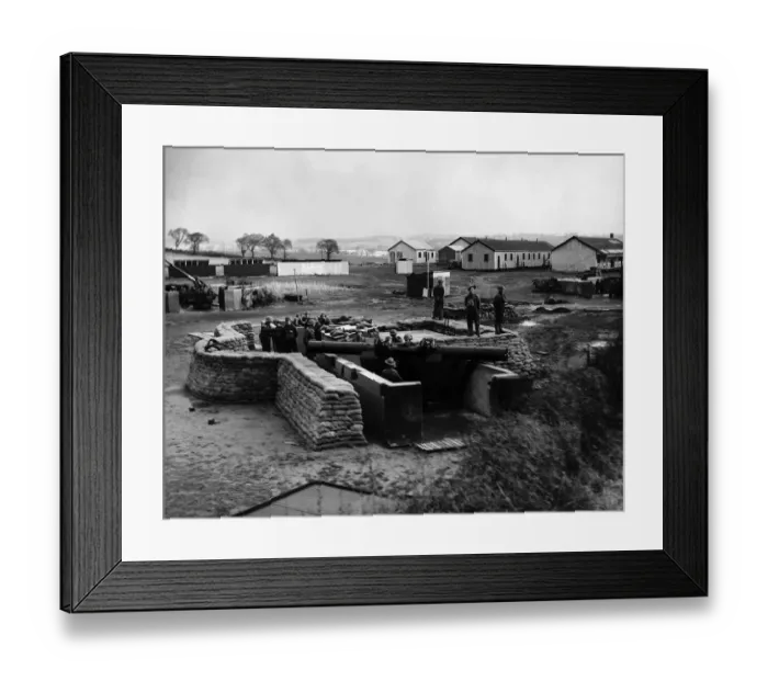Framed Print : World War Two An anti - aircraft gun emplacement in Scotland - 1939 Framed Print : World War Two An anti - aircraft gun emplacement in Scotland - 1939