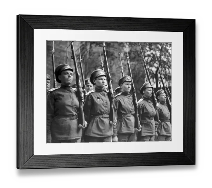 Framed Print : Battalion of Death girls who have enlisted. On November 7th