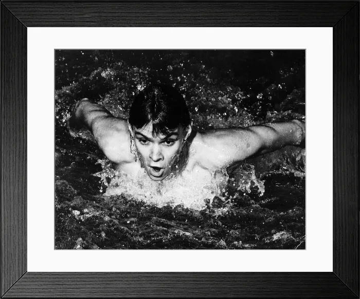 Framed Print : Close-up of swimmer Bobby McGregor in a swimming pool. October 1968 Framed Print : Close-up of swimmer Bobby McGregor in a swimming pool. October 1968