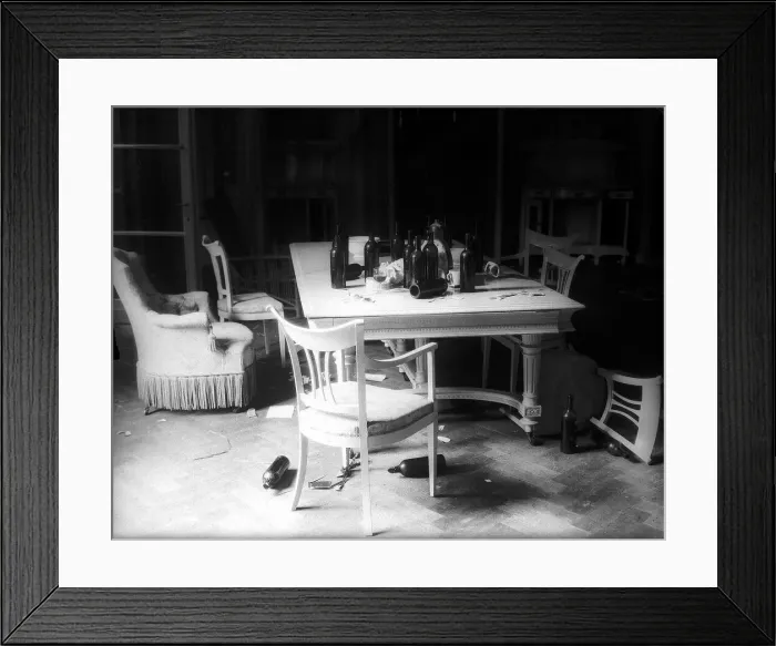 Framed Print : World War One Sempsl Chateau interior September 1914 Table
