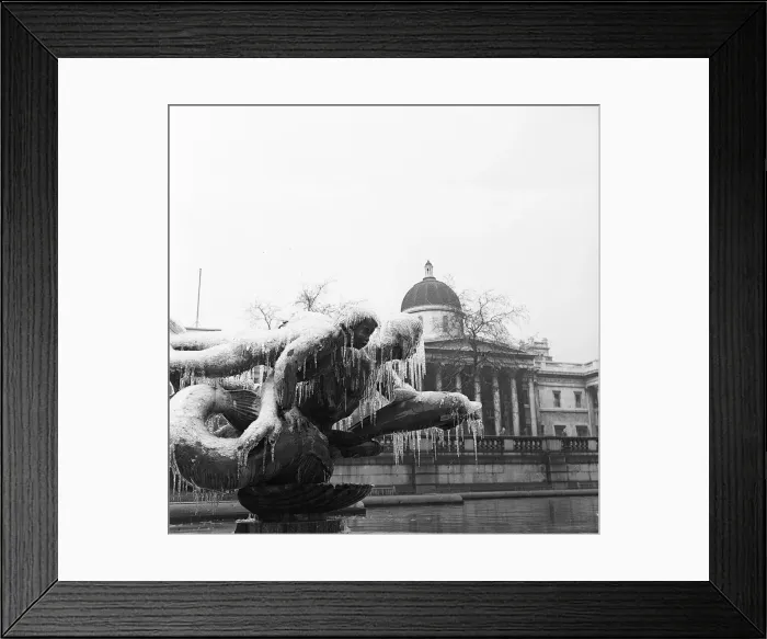 Framed Print : Frozen fountains in Trafalger Square 1952 Framed Print : Frozen fountains in Trafalger Square 1952