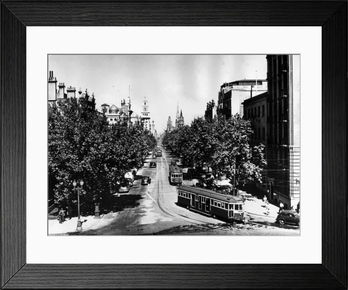 Framed Print : Melbourne City Skyline, Australia 1954 Collins Street looking west from Spring