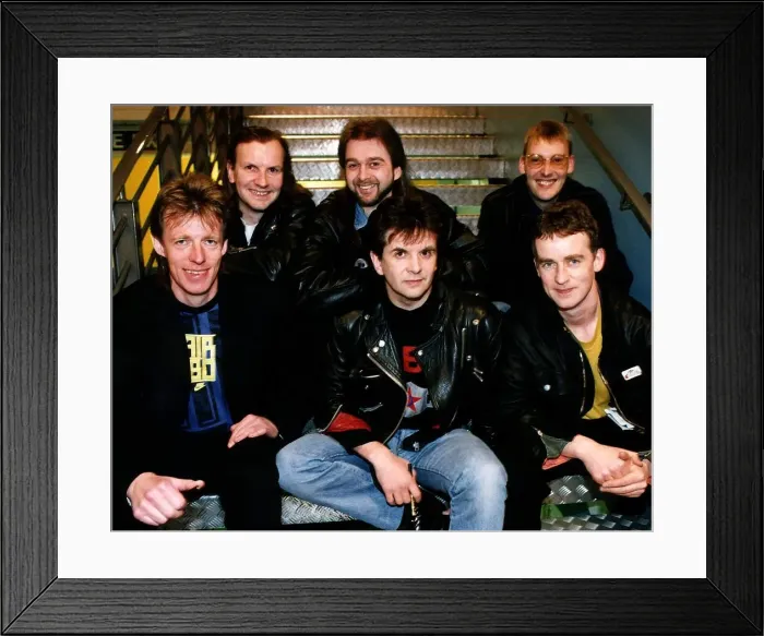 Framed Print : Runrig folk rock group at Tower Records on Argyll St, Glasgow circa 1995