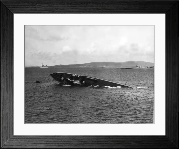 Framed Print : The German High Sea Fleet Scuttling at Scpa Flow 1919 Destroyer sinking overturned Framed Print : The German High Sea Fleet Scuttling at Scpa Flow 1919 Destroyer sinking overturned
