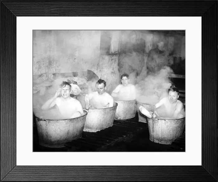 Framed Print : Men of the Dorset County Regiment with the B. E. F. enjoy a hot bath - 1940 Framed Print : Men of the Dorset County Regiment with the B. E. F. enjoy a hot bath - 1940
