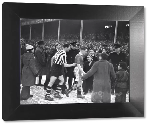 English FA Cup match. Notts County 1 v Chelsea 0. Notts County players mobbed