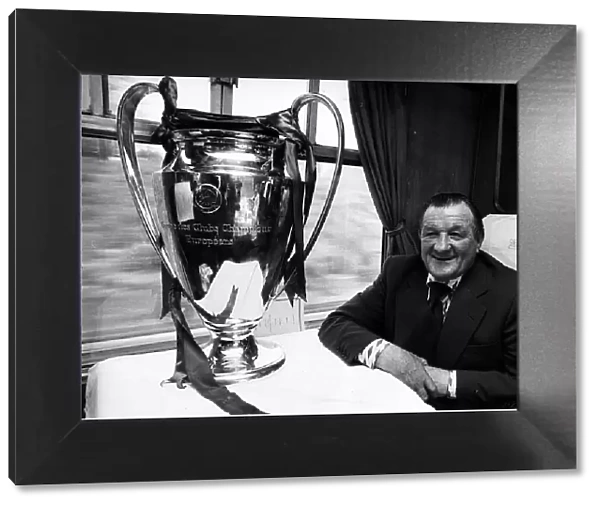 Bob Paisley on the train with European Cup. May 1978