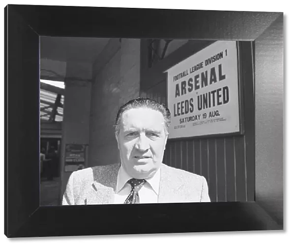 Football manager Jock Stein outside Highbury Stadium, for talks with Leeds United about