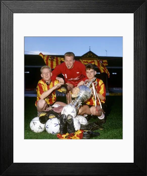 Framed Print : Chic Charnley with YTS Partick Thistle players October 1989 Framed Print : Chic Charnley with YTS Partick Thistle players October 1989