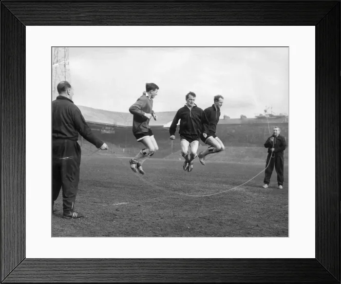 Framed Print : Newcastle United football players use a skipping rope as part of their training session Framed Print : Newcastle United football players use a skipping rope as part of their training session