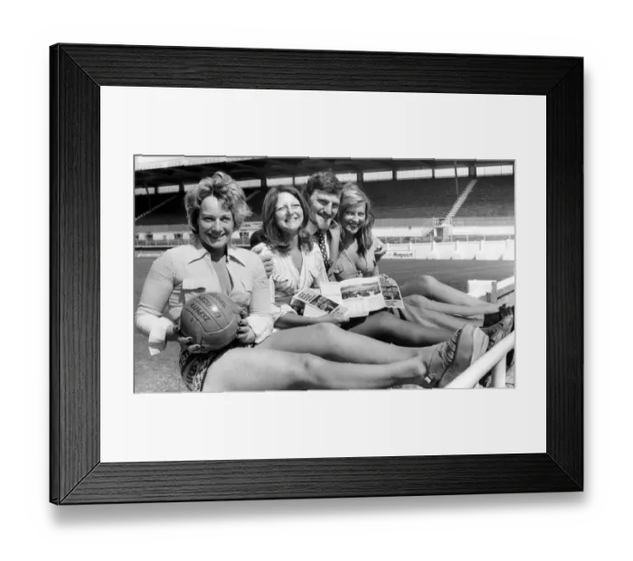 Framed Print : Coventry City Football Clubs manager Jimmy Hill is seen here with personality girls
