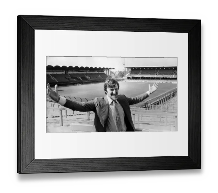 Framed Print : Jimmy Hill at Highfield Road ground, on the announcement of his appointment to chairman