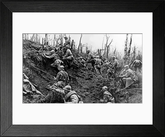 Framed Print : French troops taking last crest at Mont des Singes 1917 World War One