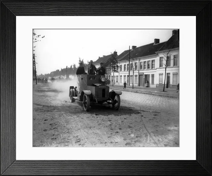 Framed Print : Belgian Armoured car during World War One. 1914