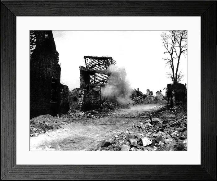 Framed Print : World War One - Shelling of Vimy village France May 1917 by Canadian troops
