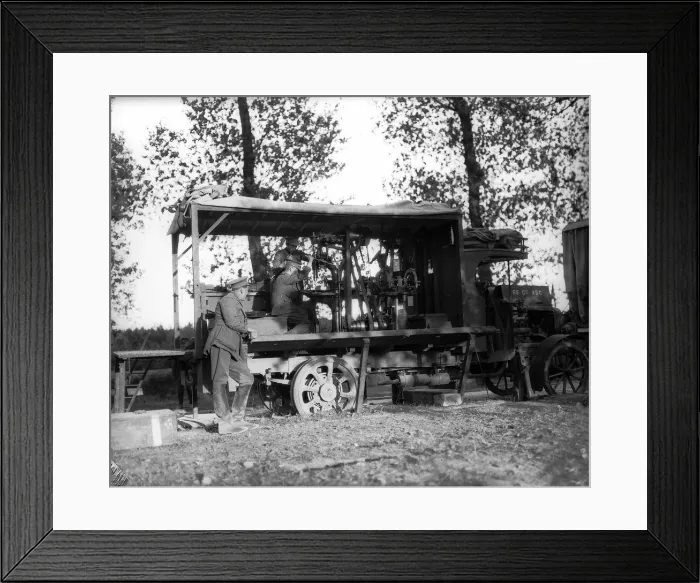 Framed Print : Army Service Corp in France with travelling workshop during World War One