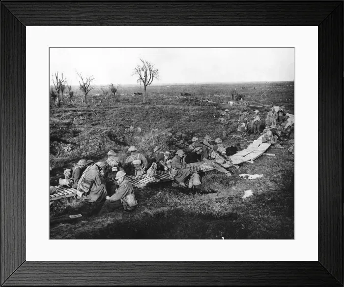 Framed Print : World War One ANZAC Australian troops rest on duckboards at the Western Front 1917 Framed Print : World War One ANZAC Australian troops rest on duckboards at the Western Front 1917