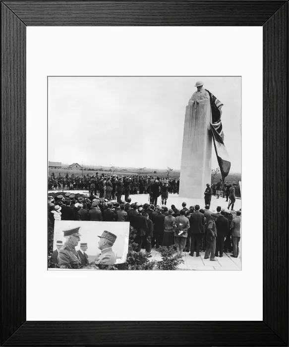 Framed Print : World War One - Candian memorial at St Julien France, the unveiling of the memorial. 1923